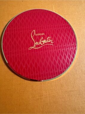Christian Louboutin Gold-Logo Red Textured Compact Mirror